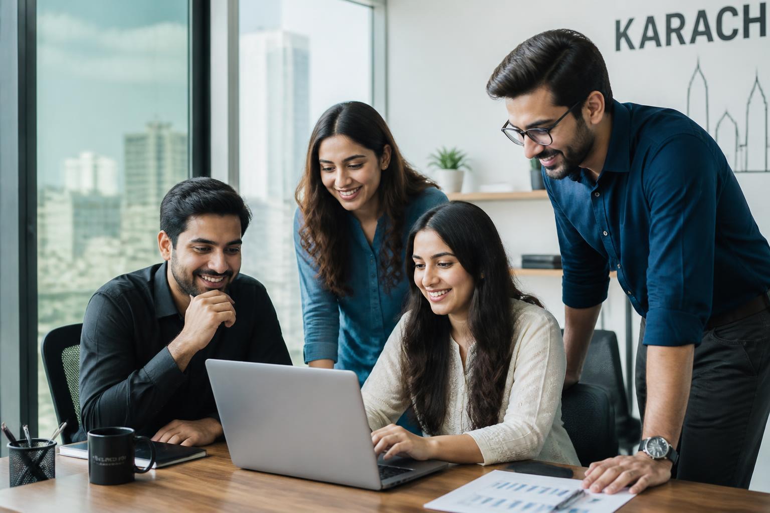 Pakistani corporate team collaborating